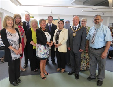 Nicaraguan Ambassador in the centre with the Mayor and Mayoress of Nuneaton and Bedworth