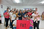 Members of the National Workers Front (FNT), Nicaragua's main trade union confederation, celebrate the FNT's 32nd anniversary, April 2022